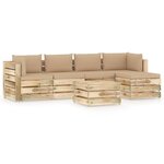 vidaXL Salon de jardin 6 Pièces avec coussins Bois imprégné de vert