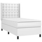 vidaXL Sommier tapissier avec matelas et LED Blanc 90x190cm Similicuir