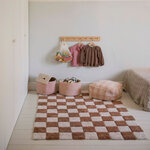 Tapis damier café et beige 120 x 160 cm