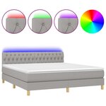 vidaXL Sommier tapissier et matelas et LED Gris clair 180x200 cm Tissu