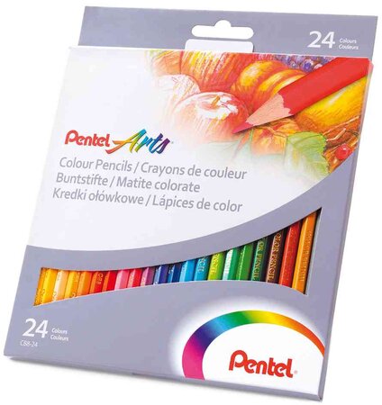 Etui de 24 crayons de couleur hexagonaux pentel arts