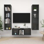 vidaXL Ensemble de meuble TV 3 Pièces Gris Aggloméré