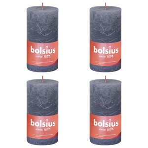 Bolsius Bougies pilier rustiques Shine 4 Pièces 130x68 mm Bleu crépuscule