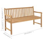 vidaXL Banc de jardin avec coussin bleu 150 cm Bois de teck massif