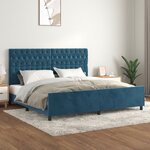 vidaXL Cadre de lit avec tête de lit Bleu foncé 200x200 cm Velours