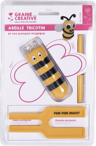 Abeille tricotin avec pompon magique