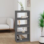 vidaXL Bibliothèque/Séparateur de pièce Gris 60x30x135 5 cm Pin solide