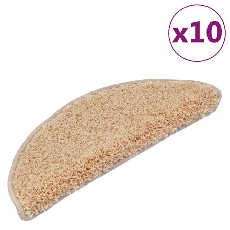 vidaXL Tapis d'escalier 10 Pièces 65x21x4 cm Crème