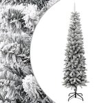 vidaXL Sapin de Noël artificiel mince avec neige floquée 240 cm PVC/PE