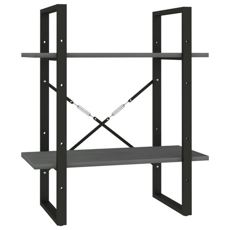 vidaXL Bibliothèque à 2 niveaux Gris 60x30x70 cm Bois de pin massif