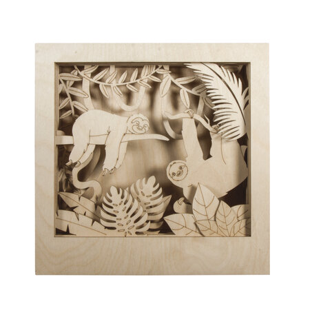 Kit bois  cadre mot.3d paresseux fsc100  nature  24x24x6 5cm  11 parties  boîte 1kit