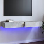 vidaXL Meuble TV avec lumières LED Gris béton 120x35x15 5 cm