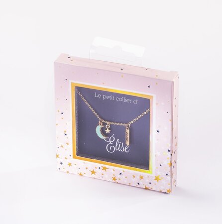 Collier prénom elise avec pendentif lune