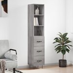 vidaXL Buffet haut Sonoma gris 34 5x34x180 cm Bois d'ingénierie
