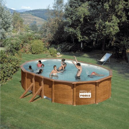 Piscine ronde 3mx1.20 décoré bois avec renforts