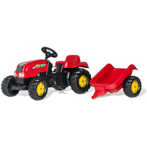 Tracteur a Pedales + Remorque rollyKid-X Rouge