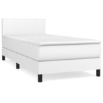 vidaXL Lit à sommier tapissier avec matelas Blanc 100x200cm Similicuir