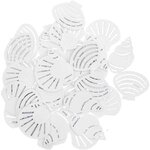 36 Confettis en bois - coquillage - blanc