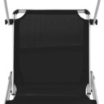 vidaXL Chaises longues pliables et toit 2 Pièces Aluminium textilène Noir