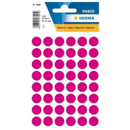 Paquet de 240 étiquettes multi-usage, diamètre: 12 mm, rose herma