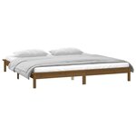 vidaXL Cadre de lit à LED marron miel 140x200 cm bois massif