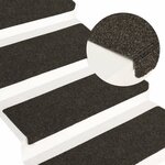 vidaXL Tapis d'escalier 15 Pièces Tissu aiguilleté 65x21x4 cm Gris