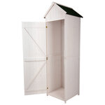 Armoire abri de jardin remise pour outils 3 étagères porte loquet toit pente bitumé 68L x 65l x 214H cm pin massif traité blanc
