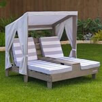 Kidkraft chaise longue double avec porte-gobelets pour enfants gris