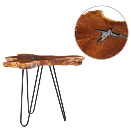 vidaXL Table basse 70 x 45 cm Bois de teck massif et polyrésine