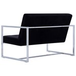 vidaXL Canapé 2 places avec accoudoirs Noir Chrome et velours