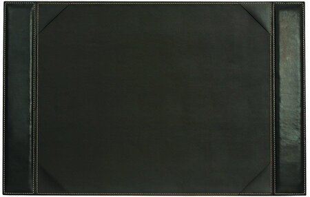 Sous-main 'Elyane' Polyuréthane Piqûres sellier 70 x 45 cm 2 rebords Marron foncé SIGN