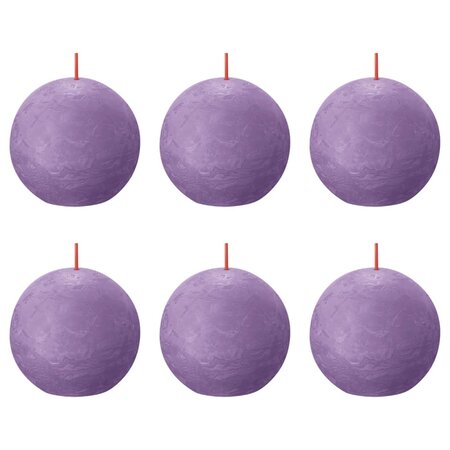 Bolsius Bougies boule rustiques Shine 6 Pièces 76x71 mm Violet vibrant