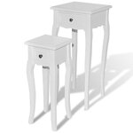 vidaXL Table gigogne 2 Pièces avec tiroir Blanc