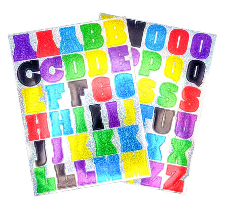 Stickers alphabet et chiffres holographiques 60 pièces