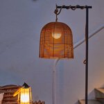 Suspension extérieur sans fil hang boheme bois foncé polyrotin d30cm