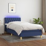 vidaXL Sommier tapissier avec matelas et LED Bleu 90x200 cm Tissu