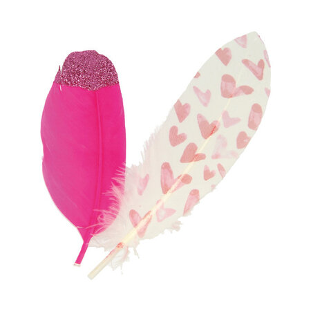 Plume lisse paillette rose 6 pièces - Artémio