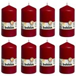 Bolsius Bougies pilier 8 Pièces 130x68 mm Rouge bordeaux