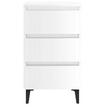 vidaXL Table de chevet avec pieds en métal Blanc brillant 40x35x69 cm