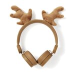 Casque filaire | Câble rond de 1,2 m | Oreillette | Oreilles magnétiques amovibles | Rudy Reindeer | Brun