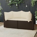 vidaXL Canapés d'angle de jardin et coussins2Pièces marron résine tressée