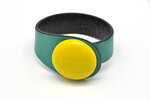 Bracelet cuir vert turquoise et céramique jaune