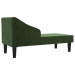 vidaXL Chaise longue avec traversin vert foncé velours