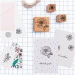 Tampons fleurs - 7 fleurs effet dessin - encre noire