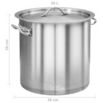 vidaXL Marmite 36 L 36x36 cm Acier inoxydable