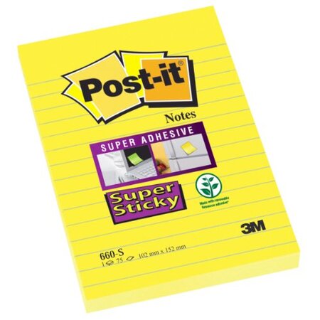 Notes super sticky  102 x 152 mm  jaune narcisse post-it