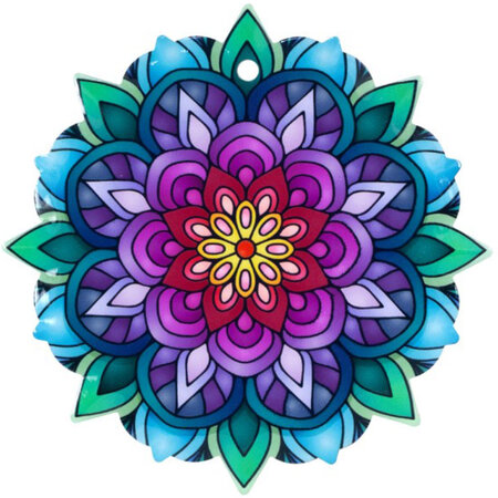 Sous-plat en céramique et liège motif mandala 18 cm
