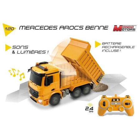 Mercedes - Voiture RadioCommandée -  Camion - Ville - Public -Mercedes Arocs Benne- Echelle 1:20- Enfant - Mixte - A partir de 3 ans