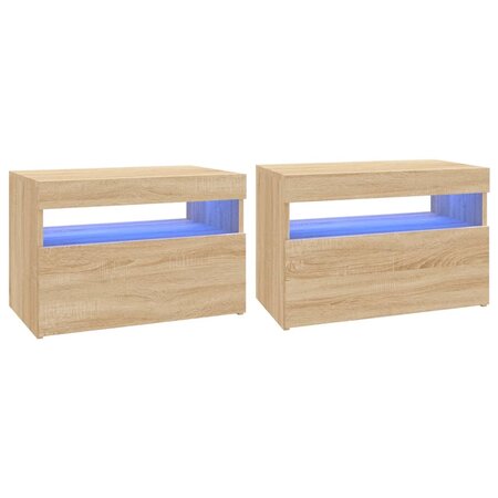 vidaXL Meubles TV avec lumières LED 2 Pièces Chêne sonoma 60x35x40 cm