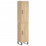 vidaXL Buffet haut Chêne sonoma 34 5x34x180 cm Bois d'ingénierie